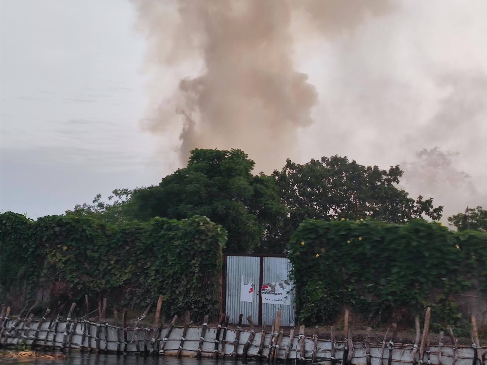 MSF Fangak hospital in South Sudan burning after being bombarded